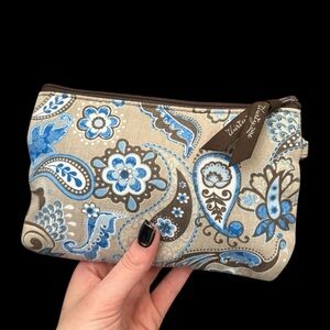 Thirty-One Blue and Brown Paisley Cosmetic Bag
